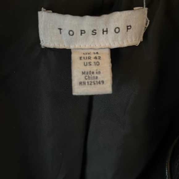 TOPSHOP Faux leather moto jacket- black silver zipper & snaps - Picture 3 of 5
